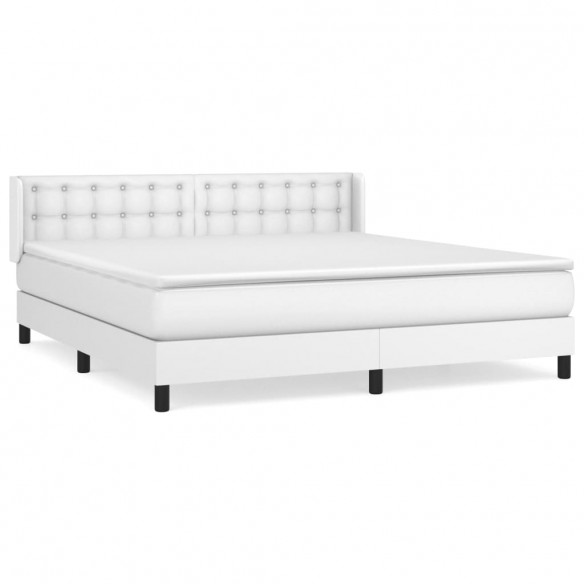 Cadre de lit avec matelas Blanc 160x200cm Similicuir