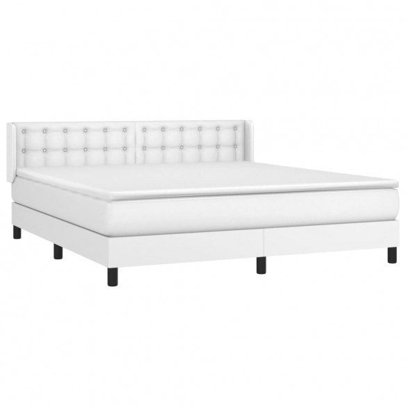 Cadre de lit avec matelas Blanc 160x200cm Similicuir