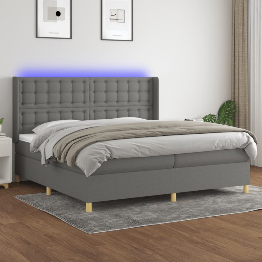 Cadre de lit matelas LED Gris foncé...