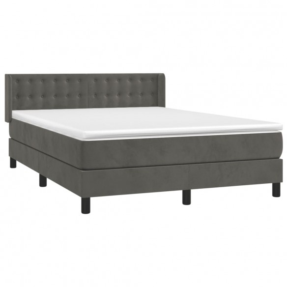 Cadre de lit et matelas Gris foncé 140x190cm Velours