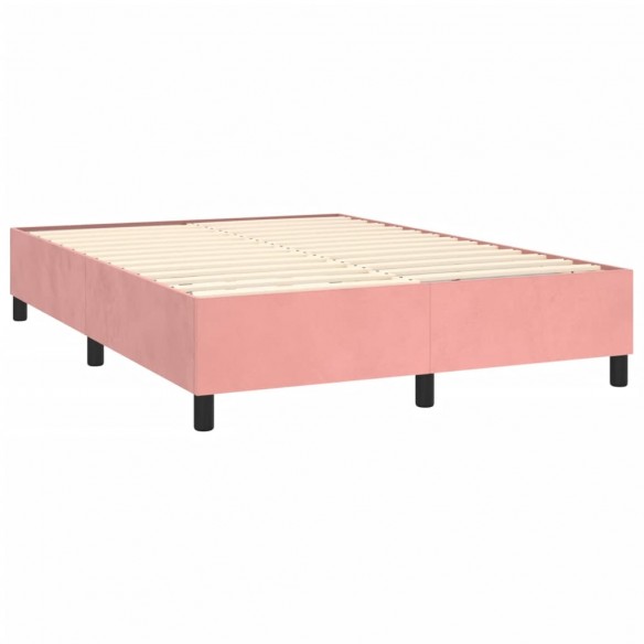 Cadre de lit matelas et LED Rose 140x190 cm Velours