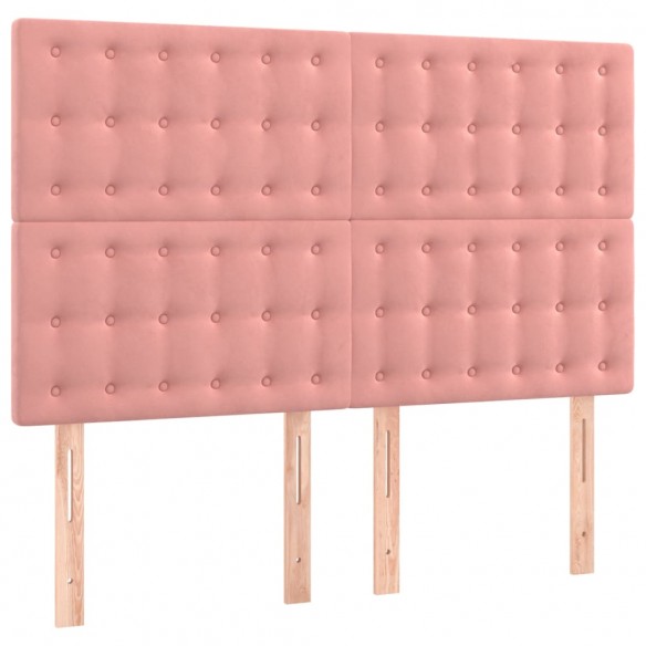 Cadre de lit matelas et LED Rose 140x190 cm Velours