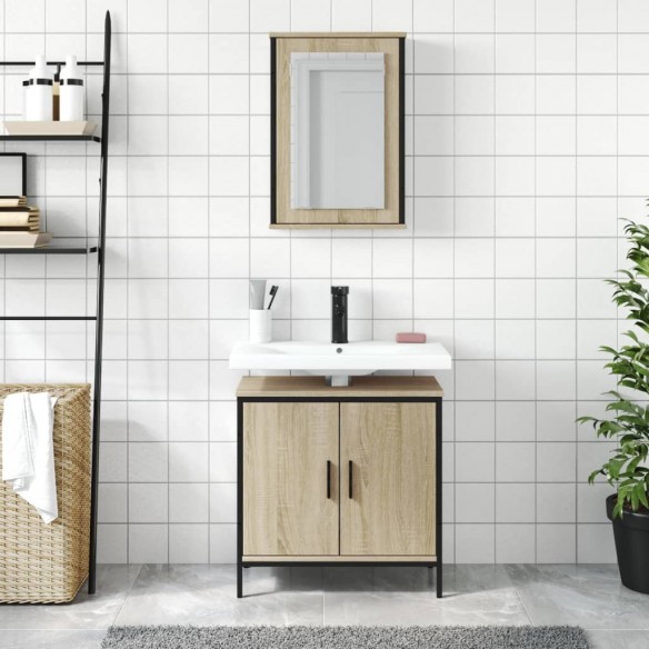 Ensemble de meubles de salle de bain 2 pcs chêne sonoma