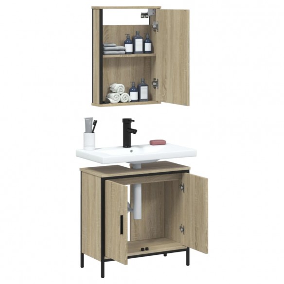 Ensemble de meubles de salle de bain 2 pcs chêne sonoma