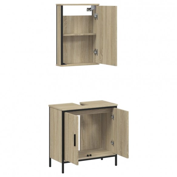 Ensemble de meubles de salle de bain 2 pcs chêne sonoma