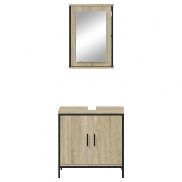 Ensemble de meubles de salle de bain 2 pcs chêne sonoma