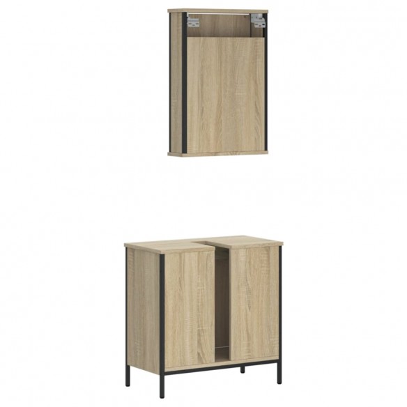 Ensemble de meubles de salle de bain 2 pcs chêne sonoma