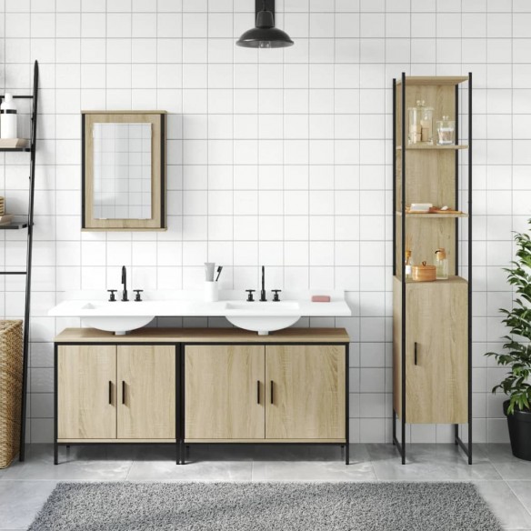 Ensemble de meubles de salle de bain 4 pcs chêne sonoma