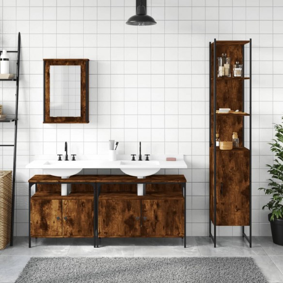 Ensemble de meubles de salle de bain 4 pcs Chêne fumé Bois