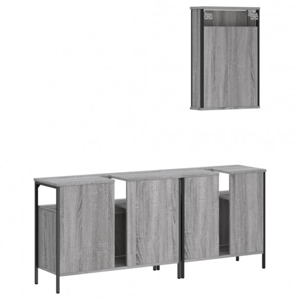 Ensemble de meubles de salle de bain 3 pcs Sonoma gris