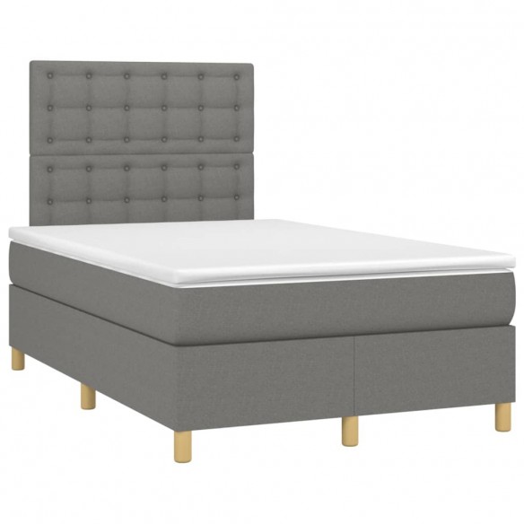 Cadre de lit avec matelas gris foncé 120x190cm tissu