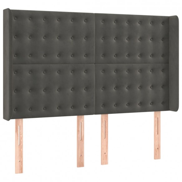 Cadre de lit matelas et LED Gris foncé 140x200 cm