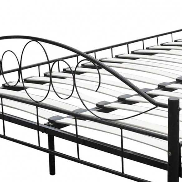 Lit avec matelas Noir Métal 180 x 200 cm