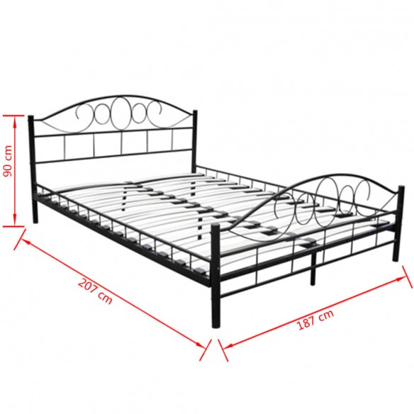 Lit avec matelas Noir Métal 180 x 200 cm