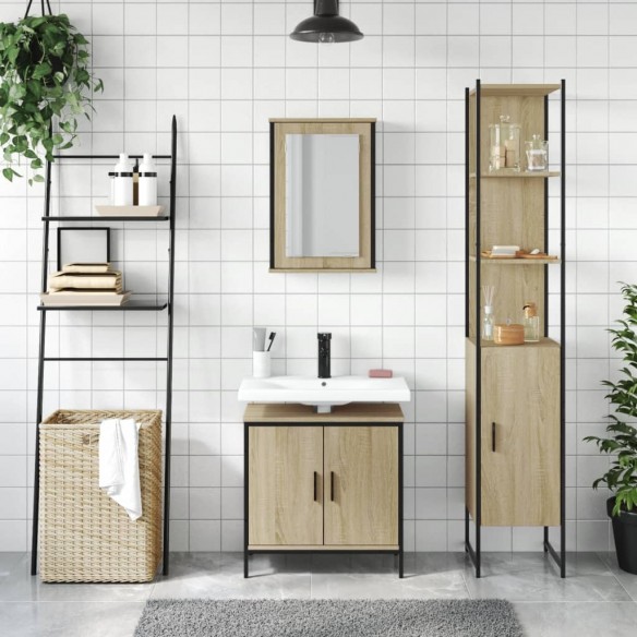 Ensemble de meubles de salle de bain 3 pcs chêne sonoma