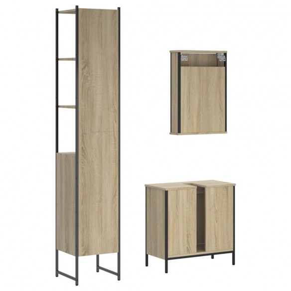 Ensemble de meubles de salle de bain 3 pcs chêne sonoma