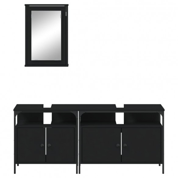 Ensemble de meubles salle de bain 3 pcs noir bois d'ingénierie