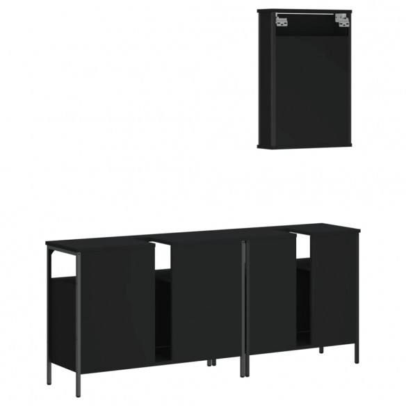 Ensemble de meubles salle de bain 3 pcs noir bois d'ingénierie