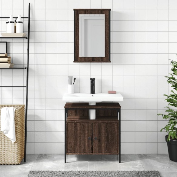 Ensemble de meubles de salle de bain 2 pcs Chêne marron