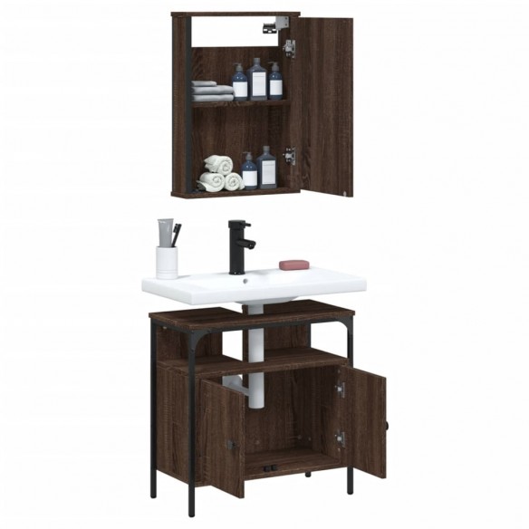 Ensemble de meubles de salle de bain 2 pcs Chêne marron