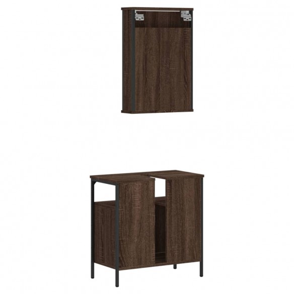 Ensemble de meubles de salle de bain 2 pcs Chêne marron