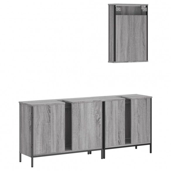 Ensemble de meubles de salle de bain 3 pcs Sonoma gris