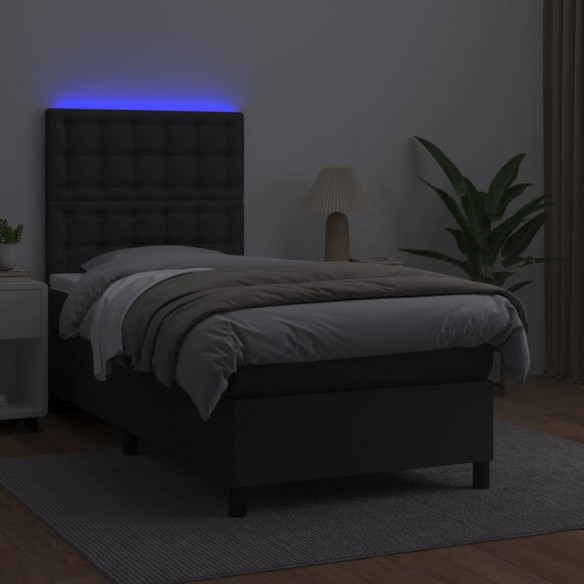 Cadre de lit avec matelas et LED Noir 80x200 cm