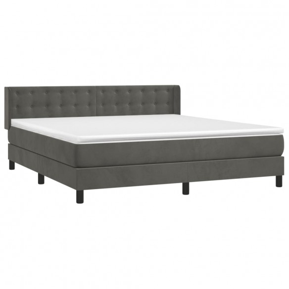 Cadre de lit et matelas Gris foncé 160x200cm Velours