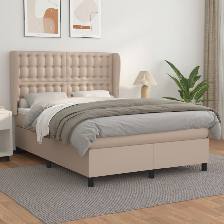 Cadre de lit avec matelas Cappuccino 140x190 cm