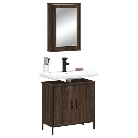 Ensemble de meubles de salle de bain 2 pcs Chêne marron