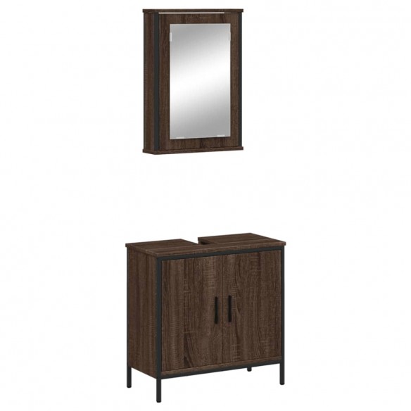 Ensemble de meubles de salle de bain 2 pcs Chêne marron