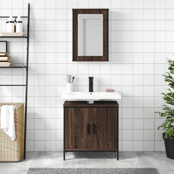 Ensemble de meubles de salle de bain 2 pcs Chêne marron