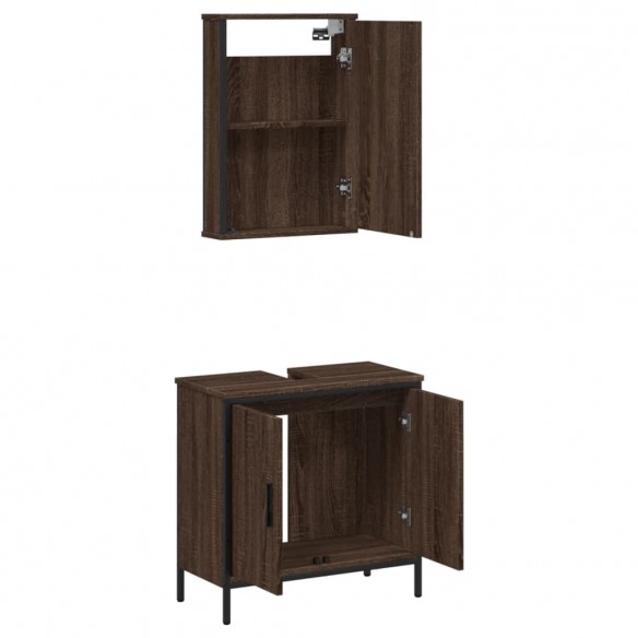 Ensemble de meubles de salle de bain 2 pcs Chêne marron