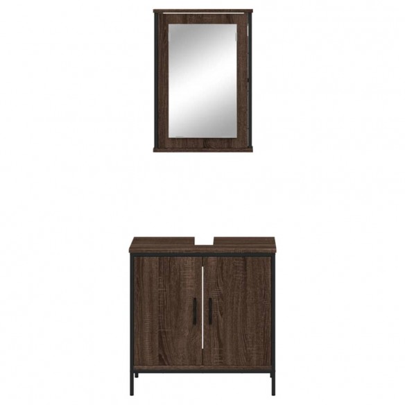 Ensemble de meubles de salle de bain 2 pcs Chêne marron