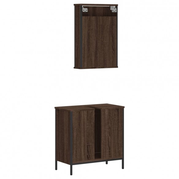 Ensemble de meubles de salle de bain 2 pcs Chêne marron