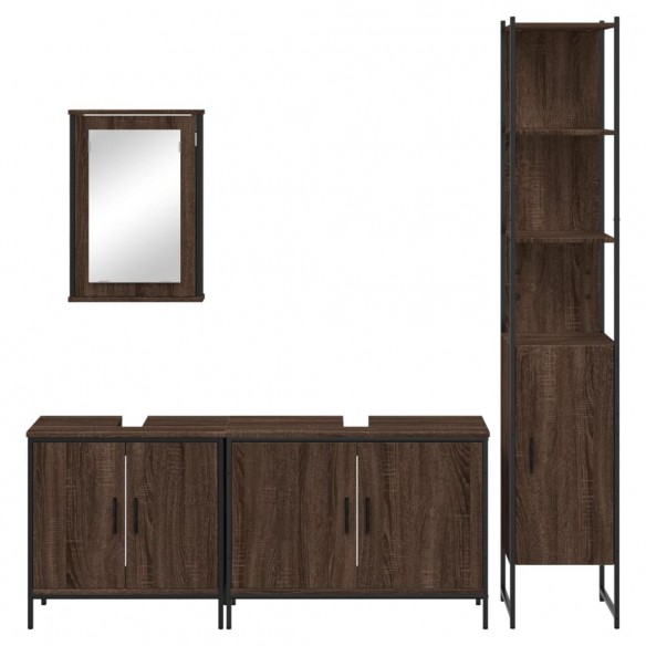 Ensemble de meubles de salle de bain 4 pcs Chêne marron