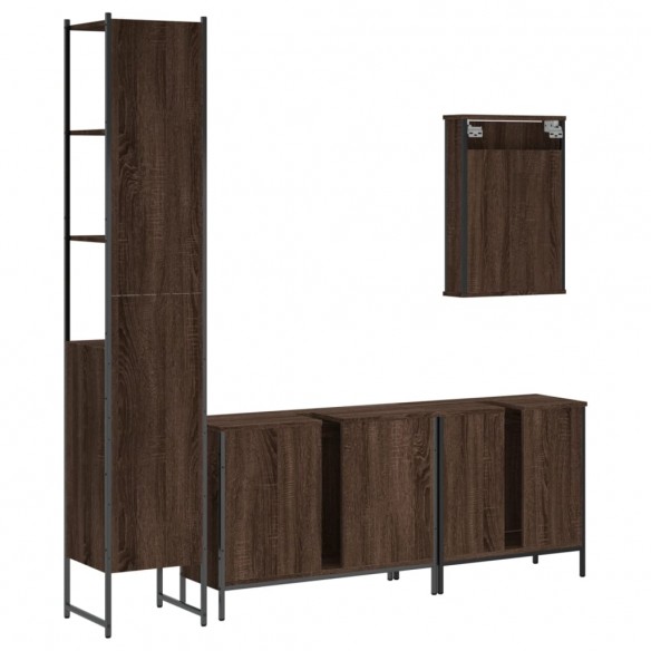 Ensemble de meubles de salle de bain 4 pcs Chêne marron