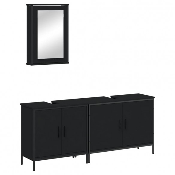 Ensemble de meubles salle de bain 3 pcs noir bois d'ingénierie