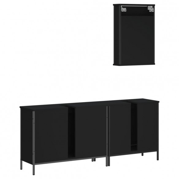 Ensemble de meubles salle de bain 3 pcs noir bois d'ingénierie