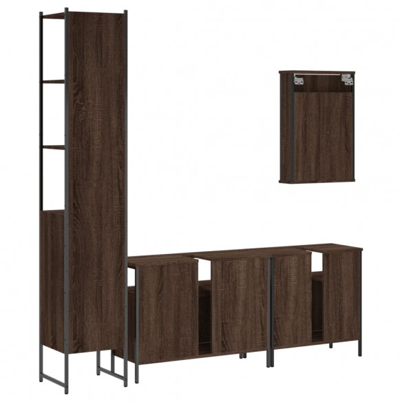 Ensemble de meubles de salle de bain 4 pcs Chêne marron