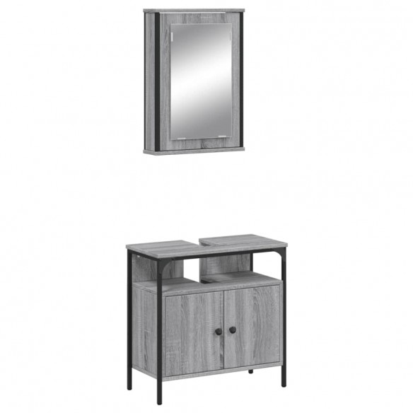 Ensemble de meubles de salle de bain 2 pcs Sonoma gris