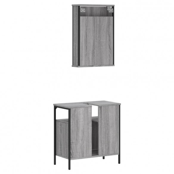 Ensemble de meubles de salle de bain 2 pcs Sonoma gris