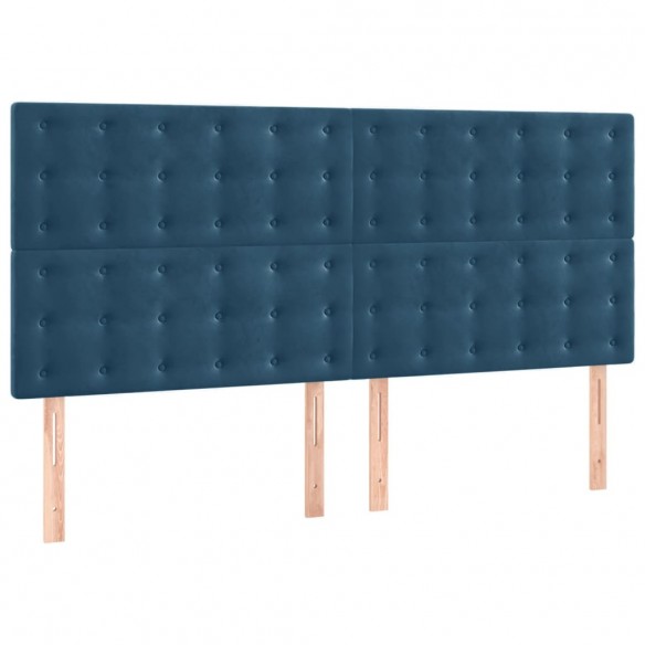 Cadre de lit avec tête de lit Bleu foncé 140x190 cm Velours