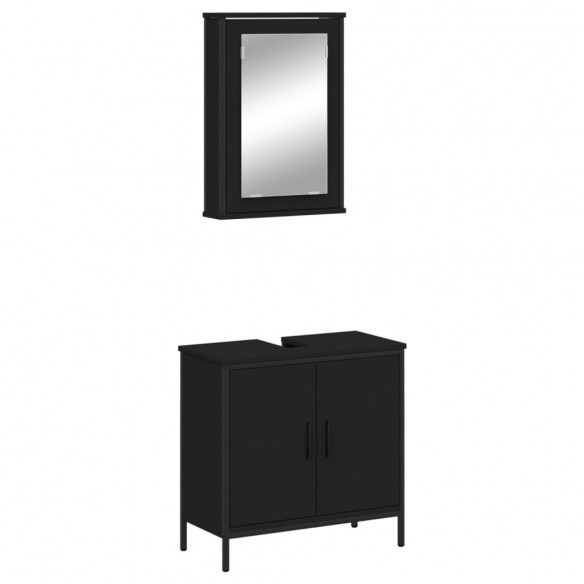 Ensemble de meubles salle de bain 2 pcs noir bois d'ingénierie