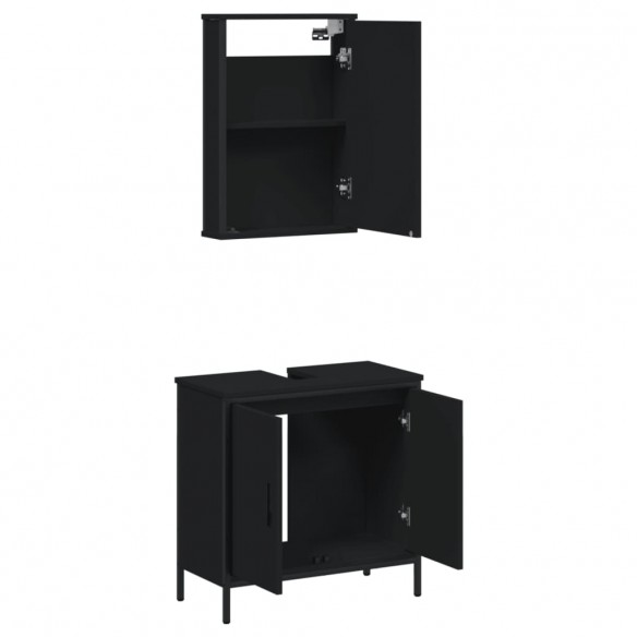 Ensemble de meubles salle de bain 2 pcs noir bois d'ingénierie