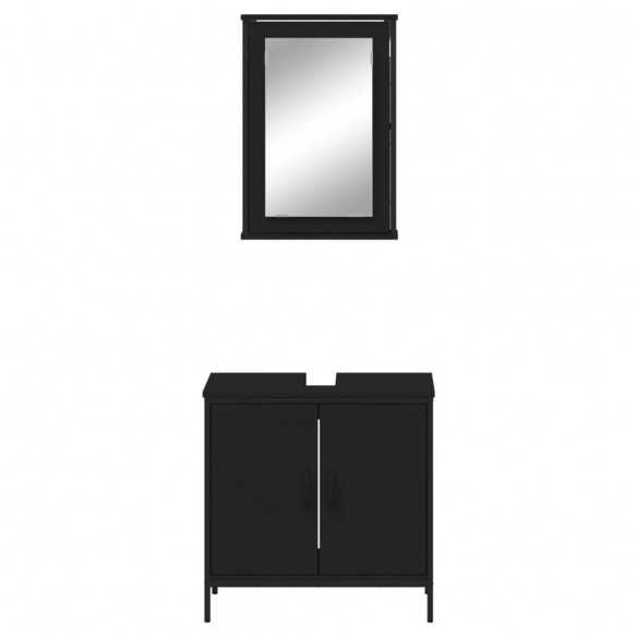 Ensemble de meubles salle de bain 2 pcs noir bois d'ingénierie