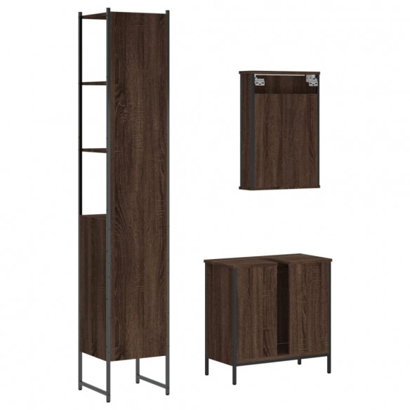 Ensemble de meubles de salle de bain 3 pcs Chêne marron