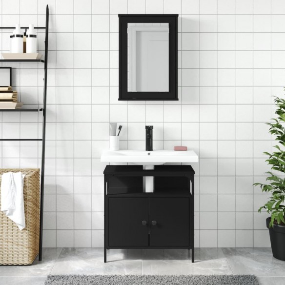 Ensemble de meubles salle de bain 2 pcs noir bois d'ingénierie