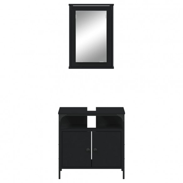 Ensemble de meubles salle de bain 2 pcs noir bois d'ingénierie