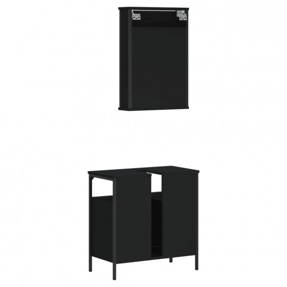 Ensemble de meubles salle de bain 2 pcs noir bois d'ingénierie